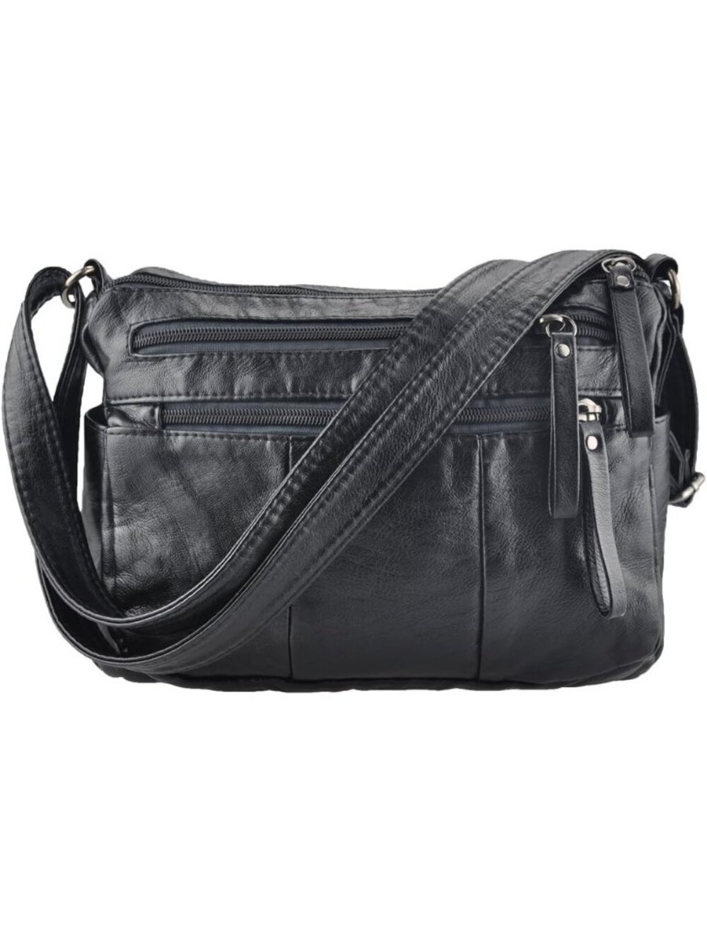Women's Soft PU Leather Black Ladies Crossbody Purse Pocketbooks Shoulder Bag